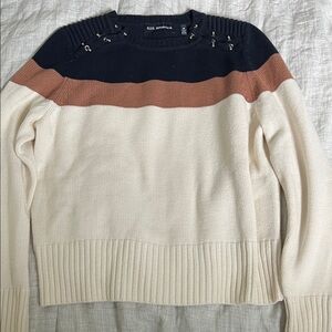 525 America Tricolor Sweater with Metal Clasp Shoulder Detail